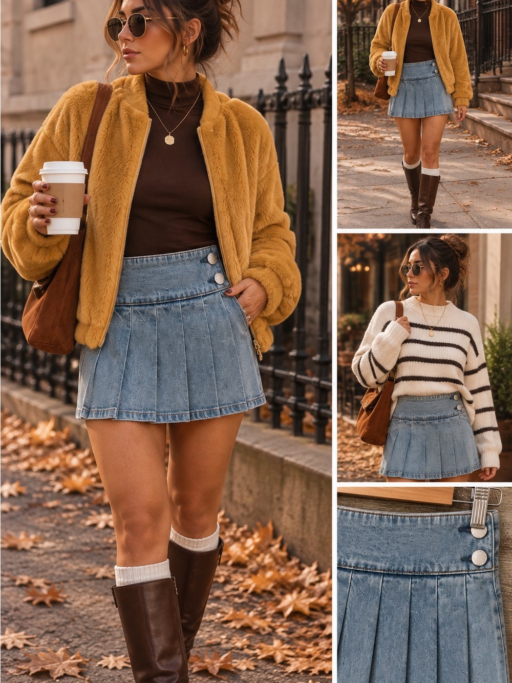Alice + Olivia Light Blue Denim Pleated Mini Skirt